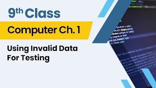 9th Class Computer Science Chapter 1- 9 Computer Science Ch1 - Using Invalid Data For Testing