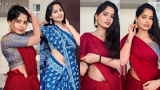 Actress and model saru reddy latest hot saree nave🫣😍photoshoot video#hotvideo#sareenavel