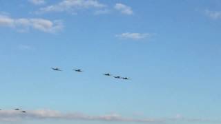 17 spitfire flypast at the Duxford Battle of Britain airshow 2015.