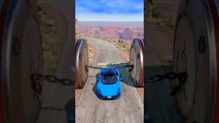 Cars Chain 2 Giant Bollards Crash - BeamNG Drive#viralshort #youtubeshorts