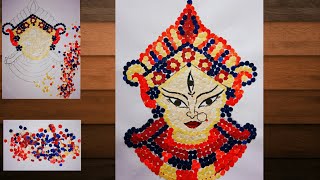 Durga Drawing!! How to draw devi!! Maa Durga drawing for beginners!! Paper cutting art