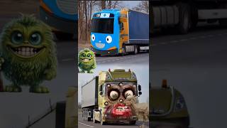 Scary Transformation: Truck Hino Monster and Tayo the Little Bus Zombie Battle🧟😱#shorts