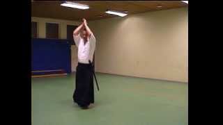 Aikibatto, solo iai sword exercise with katana, by Stefan Stenudd in 2001