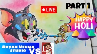 Tom and Jerry holi drawing 👀 Aryan Verma vs me 👀 #tomandjerry #holidrawing  @Aryanvermastudios