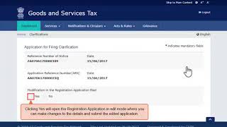 How to submit Application for Filing Clarification - GST