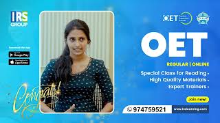 OET Recent Winner | OET Coaching Centre Kottayam | IRS Group