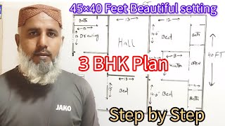 House drawing 45×40 | 45×40 Home plan beautiful step by step @bakhshtechnical