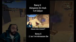 BARIŞ G DÜNYANIN EN HIZLI 1v4 İZLİYOR😱(2 SN 1v4)#shorts #pubg #barisg