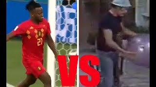 ESSE APRENDEU COM O SEU MADRUGA!!! (JOGADOR DA BÉLGICA CHUTA BOLA NA PRÓPRIA CARA)