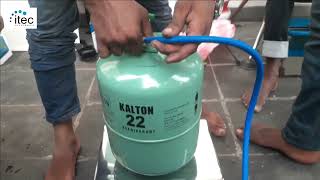 AC Gas Charging Using Scale ac repair Sinhala