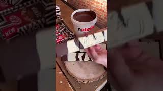 ASMR Giant Kit Kat Dipping in Big Nutella Bucket | Satisfying #shorts