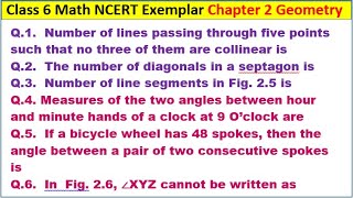 Class 6 Math Ch-2 Q 1 to Q 6 Math NCERT Exemplar Solution|MATH|NCERT|Geometry|CBSE|Chapter 2