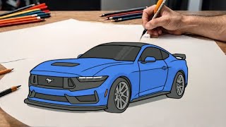 How to draw a FORD MUSTANG GT 2024 / drawing ford mustang gt