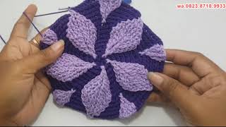 Tutorial Tas Rajut Bulat Motif 3d Leaf Part 3