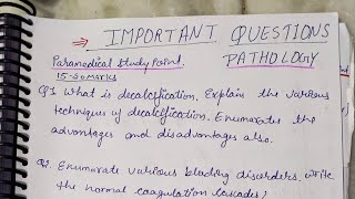 IMPORTANT QUESTIONS OF PATHOLOGY FOR DMLT SECOND YEAR