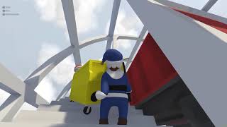 Completing a mission in Human Fall Flat inside of a bin