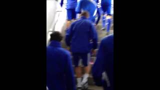 Dynamo Kiev players on the way their warm-up in Rotterdam