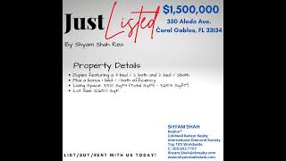 Just Listed For Sale: 350 Aledo Ave, Coral Gables #investmentproperty #realestateagent #homeforsale