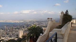 View from Mt. Carmel over the Baháʼí gardens and the bay of Haifa, Israel