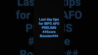 last day preparation tips for ibps so (AFO) # toppers strategy to clear AFO prelims at 1st attempt