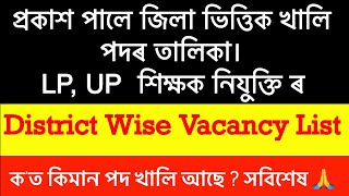 প্ৰকাশ পালে LP,UP District Wise Vacancy List 🔥 জিলা ভিত্তিক খালি পদৰ তালিকা প্ৰকাশ।