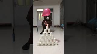 Teddy bear popping balloons 01#shorts #balloon #balloon_pop #funny