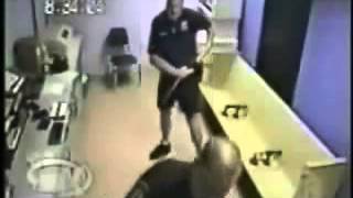 man fights 3 cops at police station!