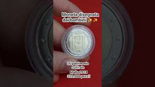 La moneta disegnata dai bambinii , malta 2018 moneta rarissima da 2 euro patrimonio culturale