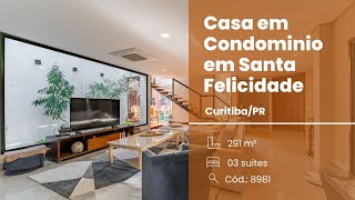 Casa em Condomínio, 03 Suítes, 04 Vagas, Quintal, Santa Felicidade, Curitiba.