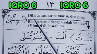 iqra jilid 6 halaman 13 | cara mudah belajar tajwed Al-Qur'an bacaan ikhfa bagi pemula dan lansia