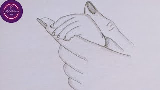 Mother hold baby hand sketch