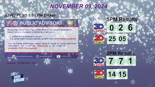 [LIVE] PCSO 5:00 PM DRAW - NOVEMBER 09, 2024 LOTTO RESULTS