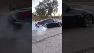 Hr 350z blows a head gasket while doing a burnout!