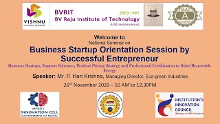 Business Startup Orientation Session by Successful Entrepreneur