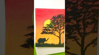 A beautiful sunset in Africa 🌅🐘|#sunset #art #painting #beautiful #africa #relaxing #viral #shorts