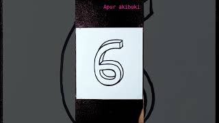 How to draw 3d number '6' | Easy 3d number drawing |#shorts