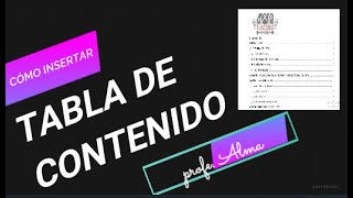 CÓMO INSERTAR TABLA DE CONTENIDO