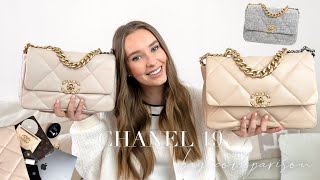 BAG COMPARISON: CHANEL 19 MEDIUM VS. LARGE & LEATHER VS. TWEED – WHAT FITS, MEASUREMENTS & PRICES