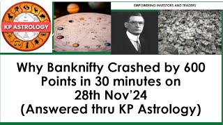 Why Banknifty Crashed 600 Points in 30 minutes on28th Nov’24 (Explanation using KP Astrology Rule)