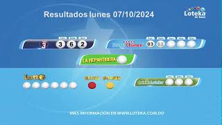 Loteka Lotería Electrónica Sorteo 7:55 PM 07-10-2024.