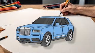 How to draw a ROLLS ROYCE CULLINAN / drawing rolls Royce cullinan Step by step