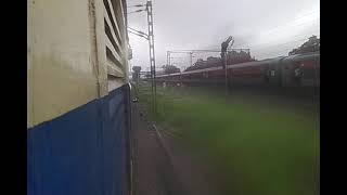 Dangerous WAP7 in heavy rain 🌧️ with LTT bound samrasta crossing with korba memu at full mps.#wap7.