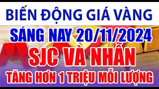 Giá vàng hôm nay 20/11/2024: SJC và nhẫn đều tăng hơn 1 triệu mỗi lượng