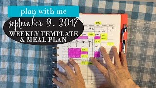 Plan with Me September 9, 2017, Weekly Plan template and Weekly Meal Plan, Martha Stewart Discbound