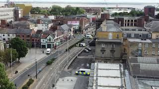 Police Vans Block road in Hull City Centre.