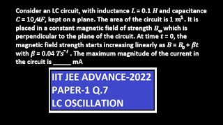 (OFFICIAL)SOLUTION PAPER-1 OF IIT JEE ADVANCE-2022 L-C OSCILLATION QUESTION PAPER-1 BY RKH SIR