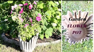 Flower Pots from Fabric and Cement/Simple Idea for the garden