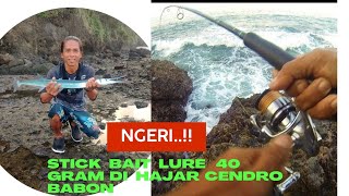 ngeri. !! lure 40 gram di sambar Cendro babon ikan sampe loncat #ikancendro #landbase #rockfishing