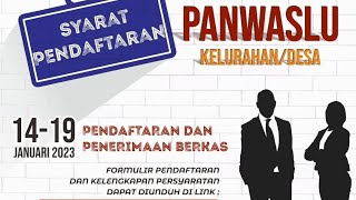 pendaftaran Panwaslu Desa dan Kelurahan || Pendaftaran PKD Pemilu 2024