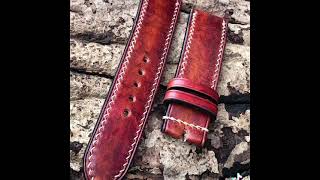 Italia Veg Tannin leather strap dyed by hand. Dây da đồng hồ Veg Ý nhuộm thủ công